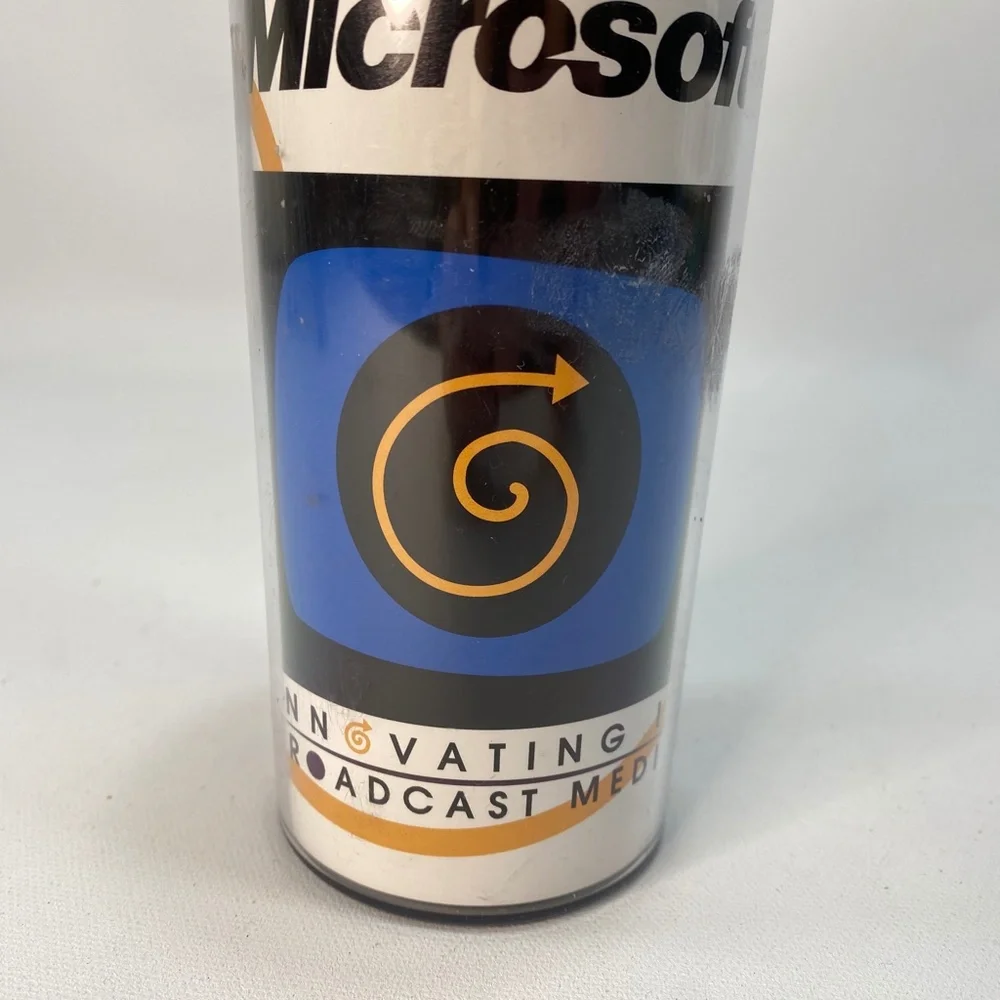 Vtg 90s Microsoft Thermo Plastic Cup Media Event Show Broadcasting Media 7